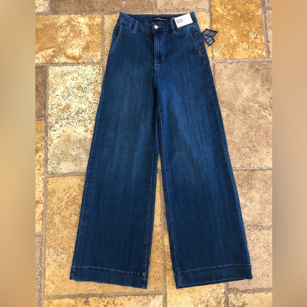 BCBG - NWT HIGH-RISE WIDE-LEG TROUSER JEANS/BLUE WOMENS SIZE 5/27
